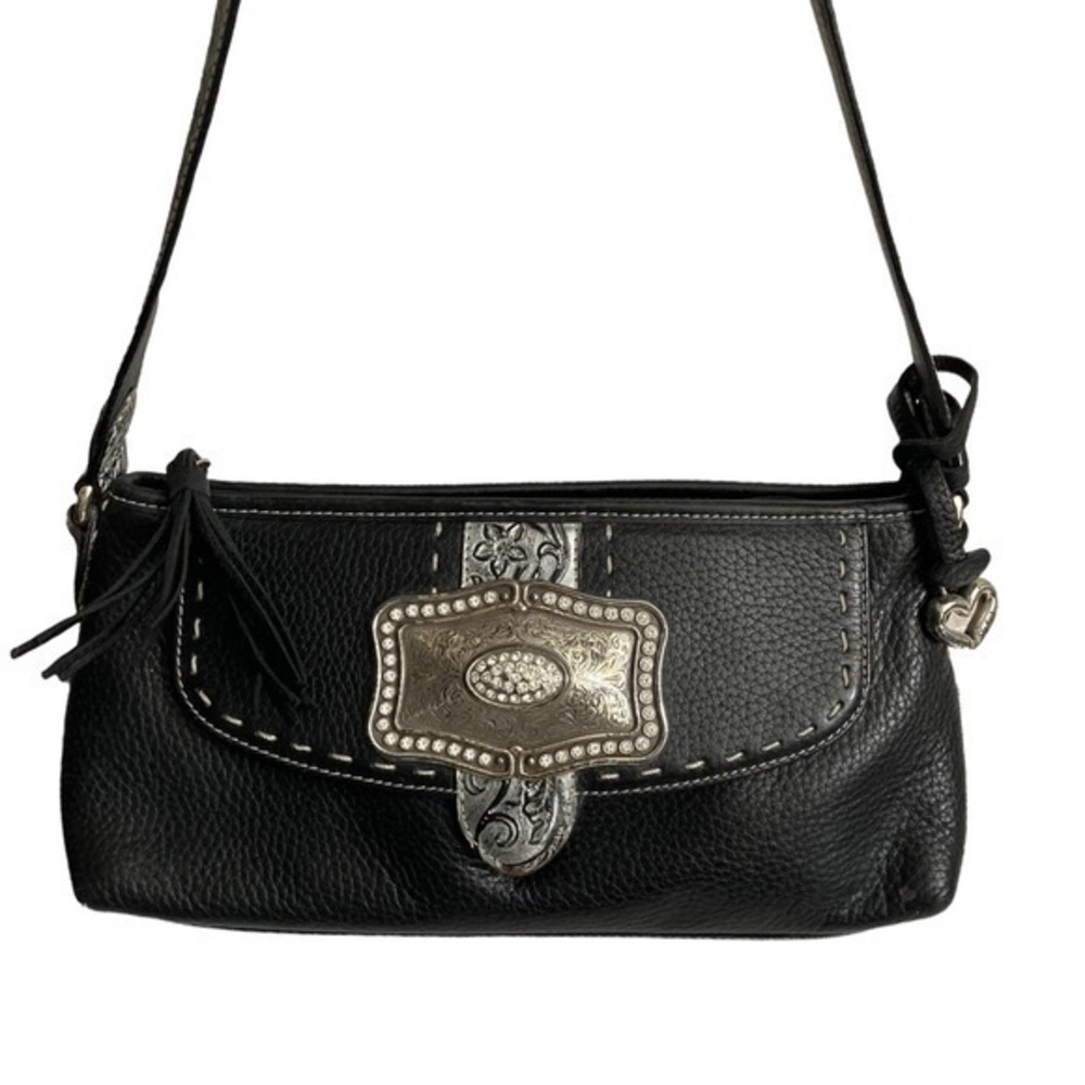 Brighton black leather western style shoulder bag